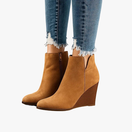 Colinette | Bottines Daim Talon Compensé Zip