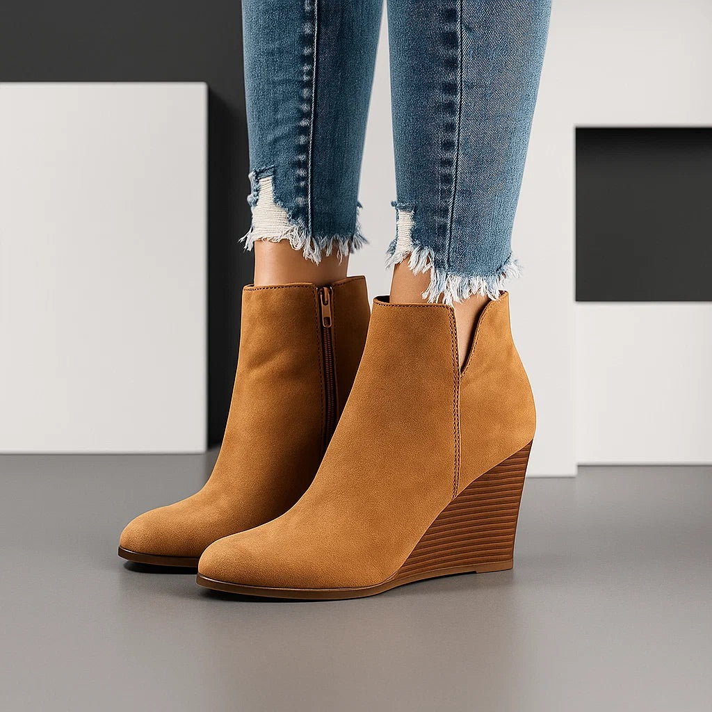 Colinette | Bottines Daim Talon Compensé Zip