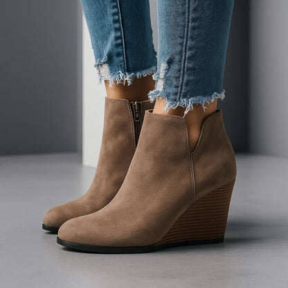 Colinette | Bottines Daim Talon Compensé Zip