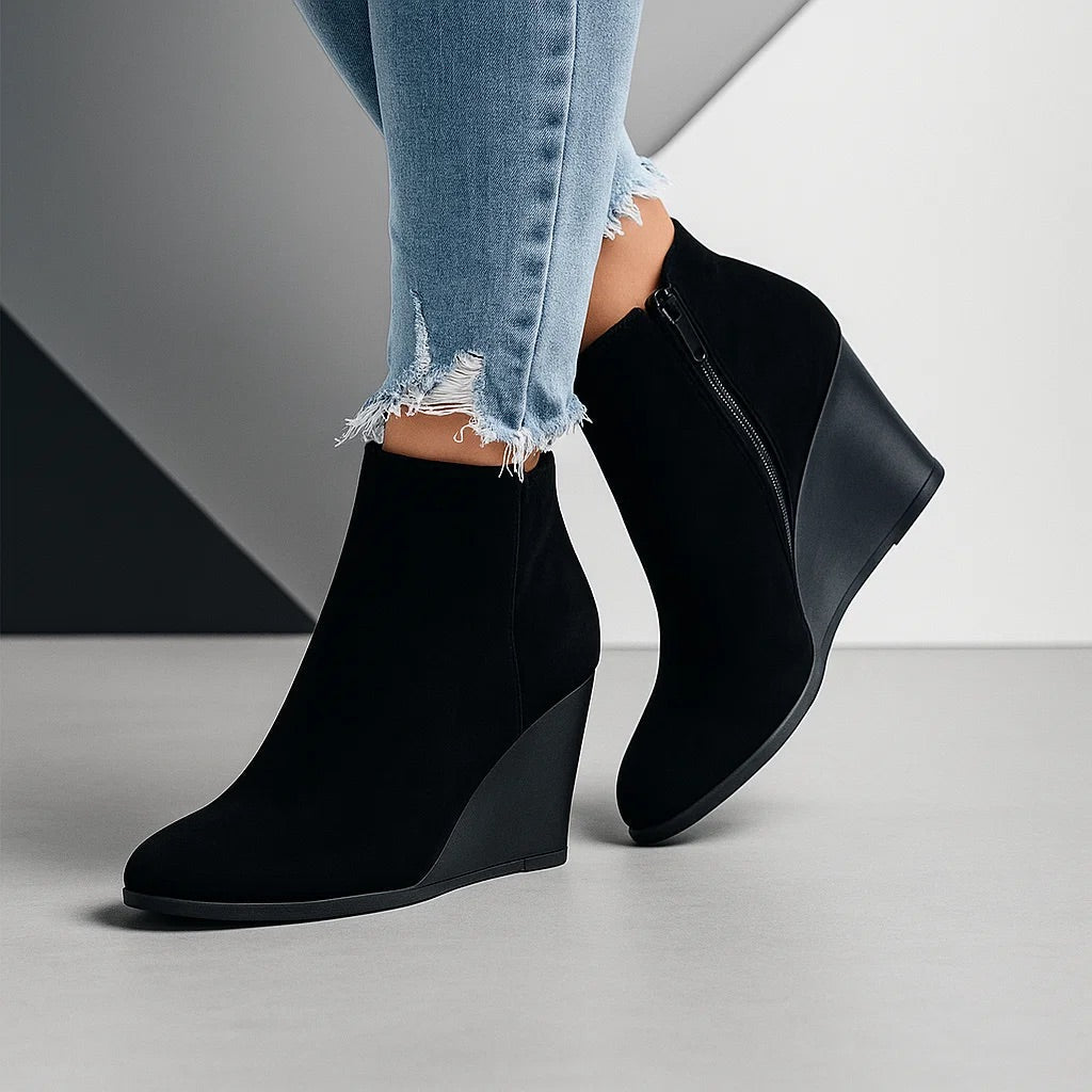 Colinette | Bottines Daim Talon Compensé Zip