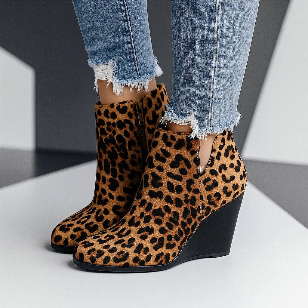 Colinette | Bottines Daim Talon Compensé Zip