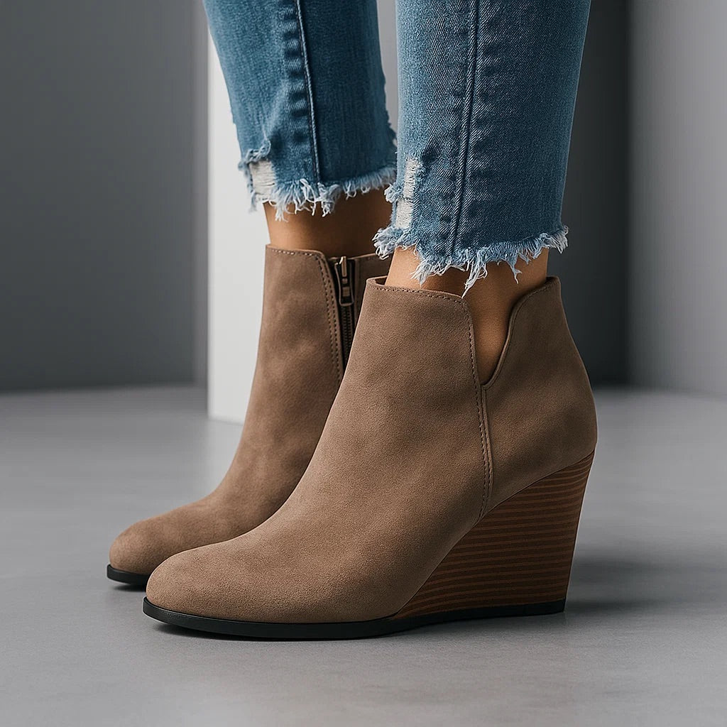 Colinette | Bottines Daim Talon Compensé Zip