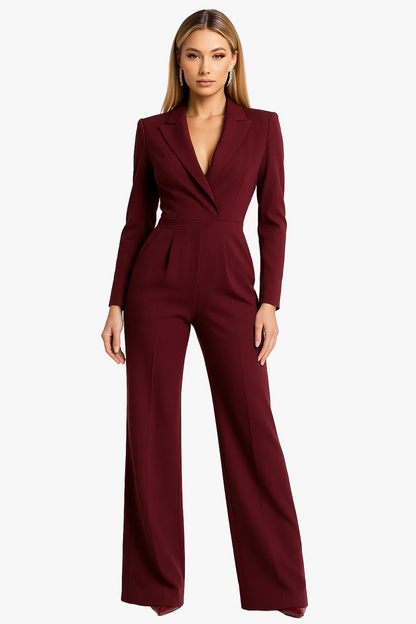 Ismérie | Combinaison Col Tailleur Jambes Larges
