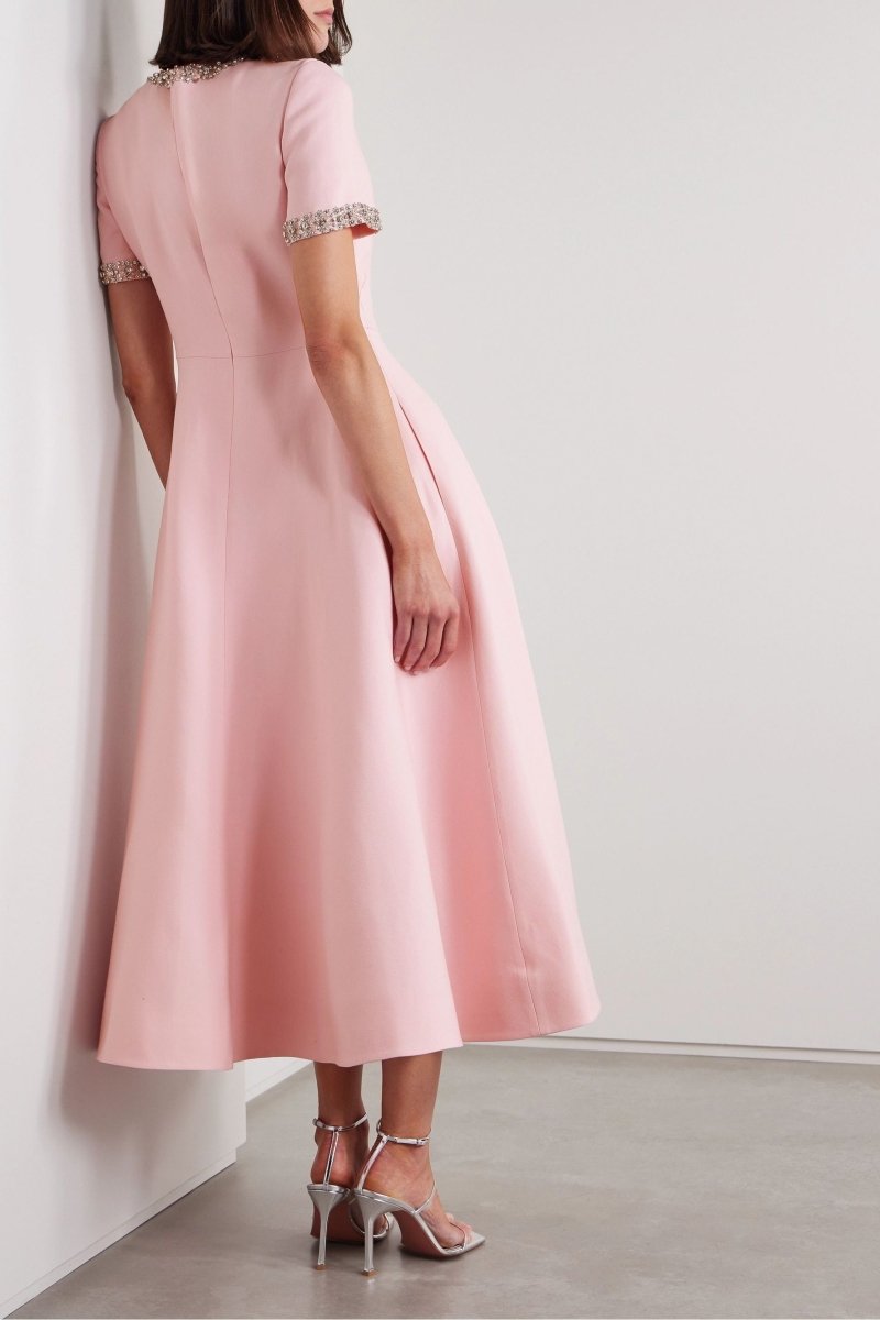 Pierrette | Robe Midi Évasée Nœud Cristal