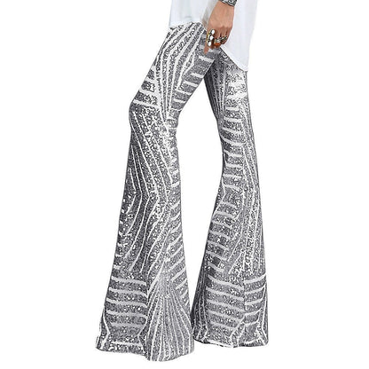 Détail de la taille élastique du pantalon à sequins